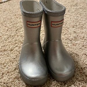 Hunter silver glitter boots